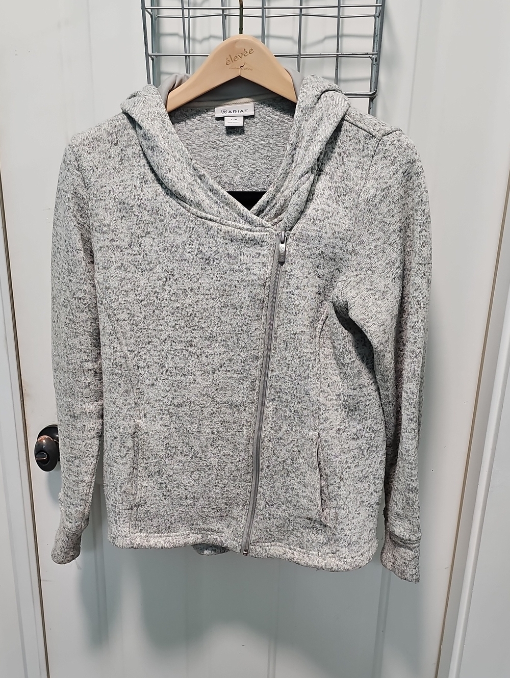 Ariat Women's Light Heather Gray Asymmetrical Zip Hooded Sweatshirt Size L